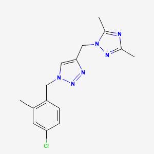 molecular formula C15H17ClN6 B7449137 1-[[1-[(4-Chloro-2-methylphenyl)methyl]triazol-4-yl]methyl]-3,5-dimethyl-1,2,4-triazole 