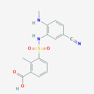 molecular formula C16H15N3O4S B7449149 3-[[5-Cyano-2-(methylamino)phenyl]sulfamoyl]-2-methylbenzoic acid 