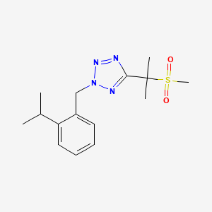 molecular formula C15H22N4O2S B7449213 5-(2-Methylsulfonylpropan-2-yl)-2-[(2-propan-2-ylphenyl)methyl]tetrazole 