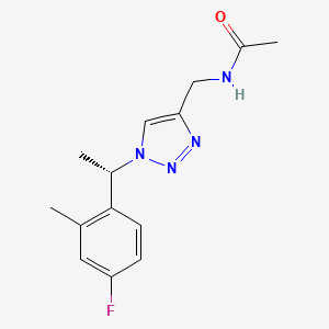 molecular formula C14H17FN4O B7449260 N-[[1-[(1S)-1-(4-fluoro-2-methylphenyl)ethyl]triazol-4-yl]methyl]acetamide 