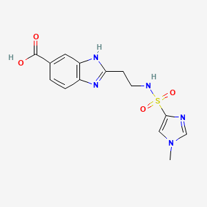 molecular formula C14H15N5O4S B7449288 2-[2-[(1-methylimidazol-4-yl)sulfonylamino]ethyl]-3H-benzimidazole-5-carboxylic acid 
