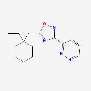 molecular formula C15H18N4O B7449310 5-[(1-Ethenylcyclohexyl)methyl]-3-pyridazin-3-yl-1,2,4-oxadiazole 