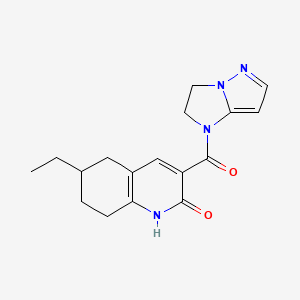 molecular formula C17H20N4O2 B7449322 3-(2,3-dihydroimidazo[1,2-b]pyrazole-1-carbonyl)-6-ethyl-5,6,7,8-tetrahydro-1H-quinolin-2-one 