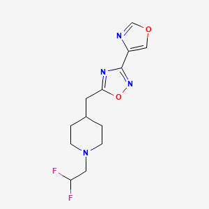 molecular formula C13H16F2N4O2 B7449326 5-[[1-(2,2-Difluoroethyl)piperidin-4-yl]methyl]-3-(1,3-oxazol-4-yl)-1,2,4-oxadiazole 