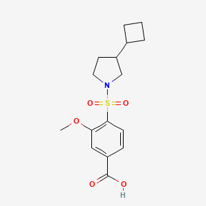 molecular formula C16H21NO5S B7449335 4-(3-Cyclobutylpyrrolidin-1-yl)sulfonyl-3-methoxybenzoic acid 
