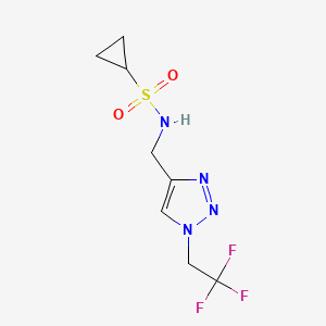 molecular formula C8H11F3N4O2S B7449342 N-[[1-(2,2,2-trifluoroethyl)triazol-4-yl]methyl]cyclopropanesulfonamide 