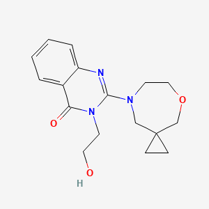 molecular formula C17H21N3O3 B7449350 3-(2-Hydroxyethyl)-2-(5-oxa-8-azaspiro[2.6]nonan-8-yl)quinazolin-4-one 