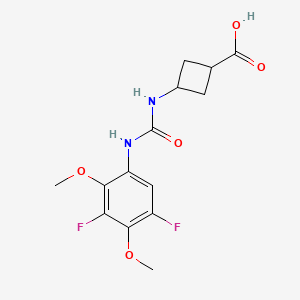 molecular formula C14H16F2N2O5 B7449352 3-[(3,5-Difluoro-2,4-dimethoxyphenyl)carbamoylamino]cyclobutane-1-carboxylic acid 