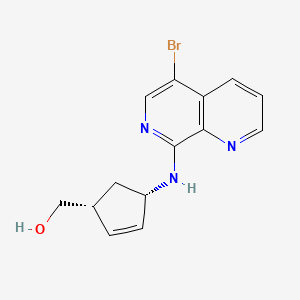 molecular formula C14H14BrN3O B7449382 [(1R,4S)-4-[(5-bromo-1,7-naphthyridin-8-yl)amino]cyclopent-2-en-1-yl]methanol 