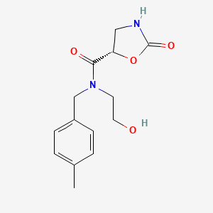 molecular formula C14H18N2O4 B7449385 (5S)-N-(2-hydroxyethyl)-N-[(4-methylphenyl)methyl]-2-oxo-1,3-oxazolidine-5-carboxamide 