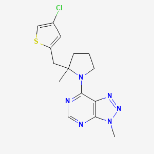 molecular formula C15H17ClN6S B7449391 7-[2-[(4-Chlorothiophen-2-yl)methyl]-2-methylpyrrolidin-1-yl]-3-methyltriazolo[4,5-d]pyrimidine 