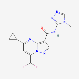molecular formula C14H13F2N7O B7449393 5-cyclopropyl-7-(difluoromethyl)-N-(4-methyl-1,2,4-triazol-3-yl)pyrazolo[1,5-a]pyrimidine-3-carboxamide 