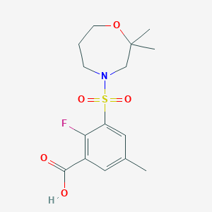 molecular formula C15H20FNO5S B7449430 3-[(2,2-Dimethyl-1,4-oxazepan-4-yl)sulfonyl]-2-fluoro-5-methylbenzoic acid 
