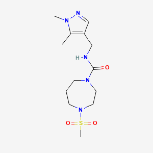 molecular formula C13H23N5O3S B7449433 N-[(1,5-dimethylpyrazol-4-yl)methyl]-4-methylsulfonyl-1,4-diazepane-1-carboxamide 