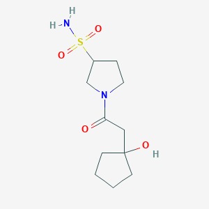 molecular formula C11H20N2O4S B7449480 1-[2-(1-Hydroxycyclopentyl)acetyl]pyrrolidine-3-sulfonamide 