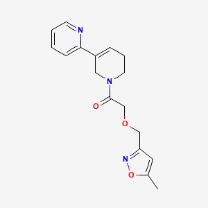 molecular formula C17H19N3O3 B7449482 2-[(5-methyl-1,2-oxazol-3-yl)methoxy]-1-(5-pyridin-2-yl-3,6-dihydro-2H-pyridin-1-yl)ethanone 
