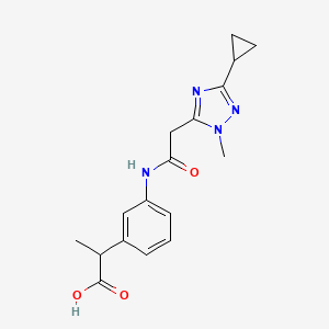 molecular formula C17H20N4O3 B7449499 2-[3-[[2-(5-Cyclopropyl-2-methyl-1,2,4-triazol-3-yl)acetyl]amino]phenyl]propanoic acid 