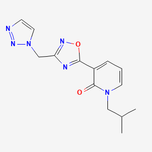 molecular formula C14H16N6O2 B7449505 1-(2-Methylpropyl)-3-[3-(triazol-1-ylmethyl)-1,2,4-oxadiazol-5-yl]pyridin-2-one 