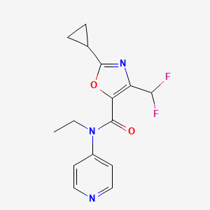 molecular formula C15H15F2N3O2 B7449508 2-cyclopropyl-4-(difluoromethyl)-N-ethyl-N-pyridin-4-yl-1,3-oxazole-5-carboxamide 