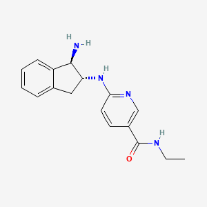 molecular formula C17H20N4O B7449515 6-[[(1R,2R)-1-amino-2,3-dihydro-1H-inden-2-yl]amino]-N-ethylpyridine-3-carboxamide 