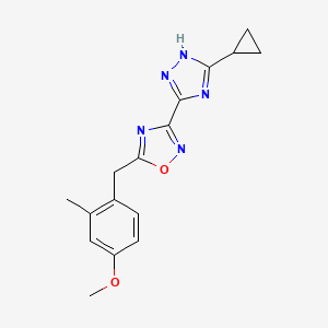 molecular formula C16H17N5O2 B7449558 3-(5-cyclopropyl-1H-1,2,4-triazol-3-yl)-5-[(4-methoxy-2-methylphenyl)methyl]-1,2,4-oxadiazole 