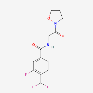 molecular formula C13H13F3N2O3 B7449570 4-(difluoromethyl)-3-fluoro-N-[2-(1,2-oxazolidin-2-yl)-2-oxoethyl]benzamide 