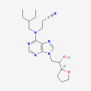 molecular formula C20H30N6O2 B7449601 3-[2-Ethylbutyl-[9-[2-hydroxy-2-(oxolan-2-yl)ethyl]purin-6-yl]amino]propanenitrile 