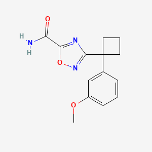 molecular formula C14H15N3O3 B7449625 3-[1-(3-Methoxyphenyl)cyclobutyl]-1,2,4-oxadiazole-5-carboxamide 