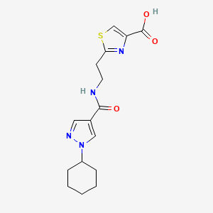 molecular formula C16H20N4O3S B7449637 2-[2-[(1-Cyclohexylpyrazole-4-carbonyl)amino]ethyl]-1,3-thiazole-4-carboxylic acid 