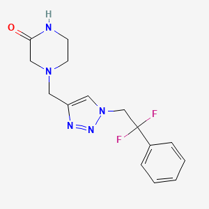 molecular formula C15H17F2N5O B7449644 4-[[1-(2,2-Difluoro-2-phenylethyl)triazol-4-yl]methyl]piperazin-2-one 