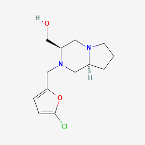 molecular formula C13H19ClN2O2 B7449657 [(3R,8aS)-2-[(5-chlorofuran-2-yl)methyl]-3,4,6,7,8,8a-hexahydro-1H-pyrrolo[1,2-a]pyrazin-3-yl]methanol 