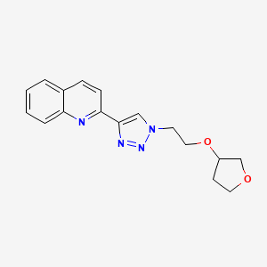 molecular formula C17H18N4O2 B7449699 2-[1-[2-(Oxolan-3-yloxy)ethyl]triazol-4-yl]quinoline 
