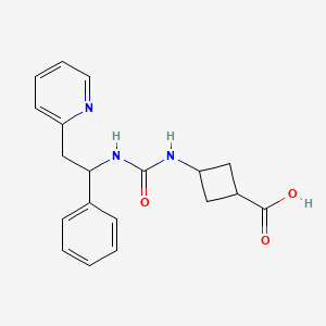 molecular formula C19H21N3O3 B7449719 3-[(1-Phenyl-2-pyridin-2-ylethyl)carbamoylamino]cyclobutane-1-carboxylic acid 