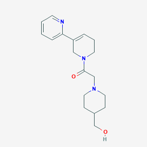 molecular formula C18H25N3O2 B7449745 2-[4-(hydroxymethyl)piperidin-1-yl]-1-(5-pyridin-2-yl-3,6-dihydro-2H-pyridin-1-yl)ethanone 