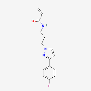 molecular formula C15H16FN3O B7449782 N-{3-[3-(4-fluorophenyl)-1H-pyrazol-1-yl]propyl}prop-2-enamide 
