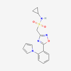molecular formula C16H16N4O3S B7449789 N-cyclopropyl-1-[5-(2-pyrrol-1-ylphenyl)-1,2,4-oxadiazol-3-yl]methanesulfonamide 