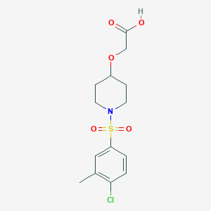 molecular formula C14H18ClNO5S B7449798 2-[1-(4-Chloro-3-methylphenyl)sulfonylpiperidin-4-yl]oxyacetic acid 