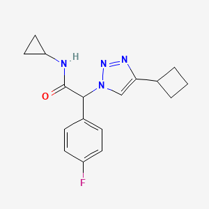 molecular formula C17H19FN4O B7449806 2-(4-cyclobutyltriazol-1-yl)-N-cyclopropyl-2-(4-fluorophenyl)acetamide 