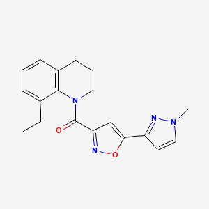 molecular formula C19H20N4O2 B7449817 (8-ethyl-3,4-dihydro-2H-quinolin-1-yl)-[5-(1-methylpyrazol-3-yl)-1,2-oxazol-3-yl]methanone 
