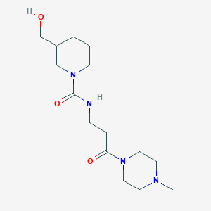 molecular formula C15H28N4O3 B7449831 3-(hydroxymethyl)-N-[3-(4-methylpiperazin-1-yl)-3-oxopropyl]piperidine-1-carboxamide 