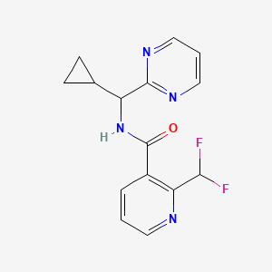 molecular formula C15H14F2N4O B7449837 N-[cyclopropyl(pyrimidin-2-yl)methyl]-2-(difluoromethyl)pyridine-3-carboxamide 