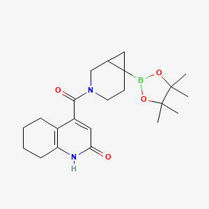 molecular formula C22H31BN2O4 B7449873 4-[6-(4,4,5,5-Tetramethyl-1,3,2-dioxaborolan-2-yl)-3-azabicyclo[4.1.0]heptane-3-carbonyl]-1,2,5,6,7,8-hexahydroquinolin-2-one 