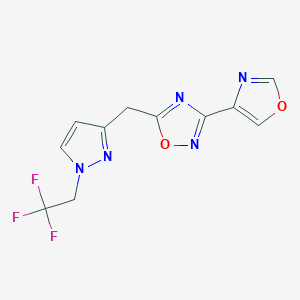 molecular formula C11H8F3N5O2 B7449885 3-(1,3-Oxazol-4-yl)-5-[[1-(2,2,2-trifluoroethyl)pyrazol-3-yl]methyl]-1,2,4-oxadiazole 