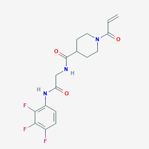 molecular formula C17H18F3N3O3 B7449901 2-{[1-(prop-2-enoyl)piperidin-4-yl]formamido}-N-(2,3,4-trifluorophenyl)acetamide 