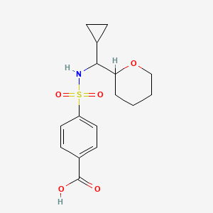 molecular formula C16H21NO5S B7449904 4-[[Cyclopropyl(oxan-2-yl)methyl]sulfamoyl]benzoic acid 