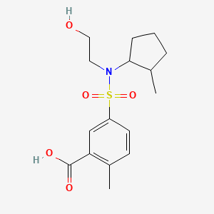 molecular formula C16H23NO5S B7449929 5-[2-Hydroxyethyl-(2-methylcyclopentyl)sulfamoyl]-2-methylbenzoic acid 