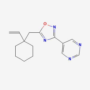 molecular formula C15H18N4O B7449956 5-[(1-Ethenylcyclohexyl)methyl]-3-pyrimidin-5-yl-1,2,4-oxadiazole 