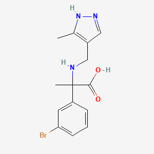 molecular formula C14H16BrN3O2 B7449962 2-(3-bromophenyl)-2-[(5-methyl-1H-pyrazol-4-yl)methylamino]propanoic acid 