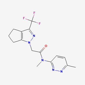 molecular formula C15H16F3N5O B7449986 N-methyl-N-(6-methylpyridazin-3-yl)-2-[3-(trifluoromethyl)-5,6-dihydro-4H-cyclopenta[c]pyrazol-1-yl]acetamide 