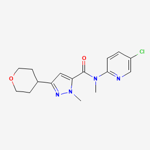 molecular formula C16H19ClN4O2 B7450002 N-(5-chloropyridin-2-yl)-N,2-dimethyl-5-(oxan-4-yl)pyrazole-3-carboxamide 